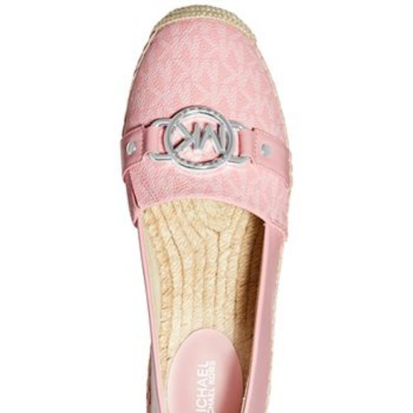 Michael Kors Rory MK Logo Shell Pink Slip On Espadrille Shoes Flats Loafers NEW - Picture 3 of 7